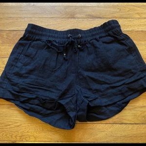 Black Linen Shorts
